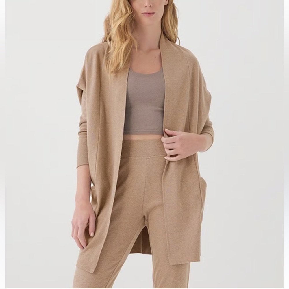 Pact Elegant Tan Open-Front Cardigan